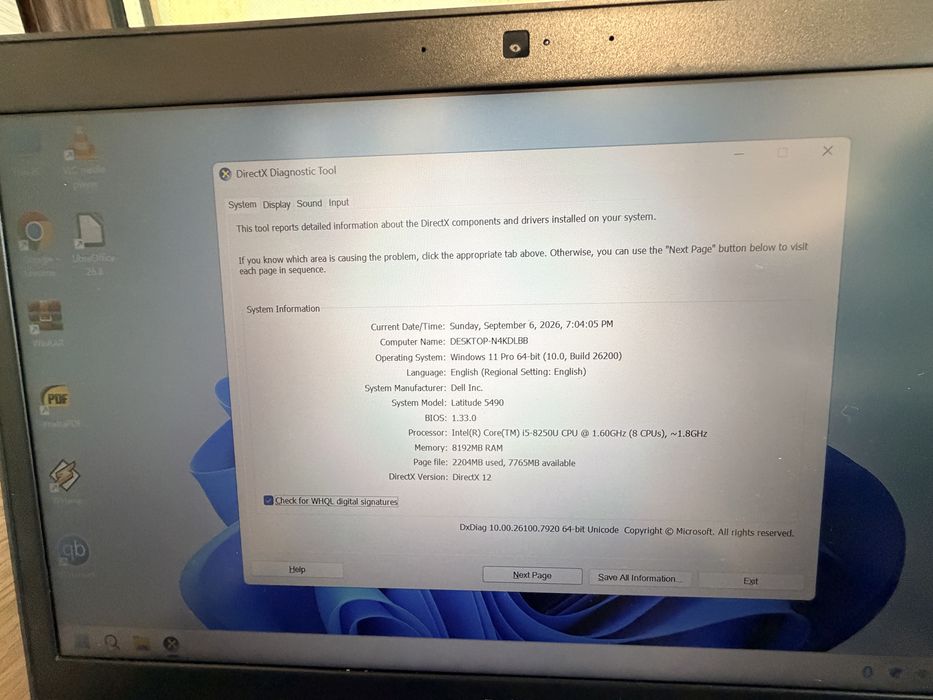 Laptop  Dell i5 gen 8 -a  8 giga ram ddr4 ssd 256 - 700 ron