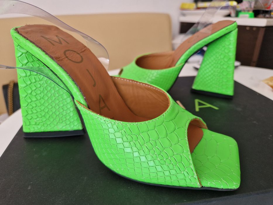 Sandale din piele naturala verde Malibu