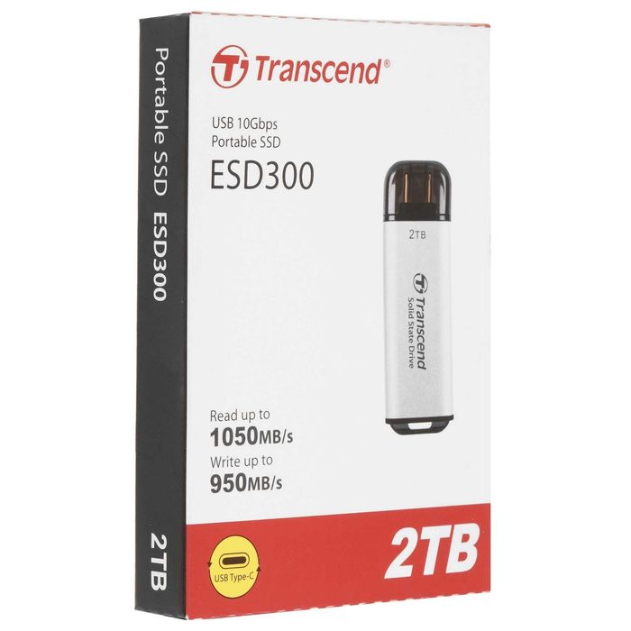 - Внешний SSD диск 2TB Transcend ESD300S USB 3.2 Gen 2 Type-C