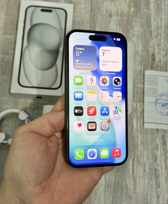 Iphone 15 128 GB - 100 % Battery Health Black Отличен