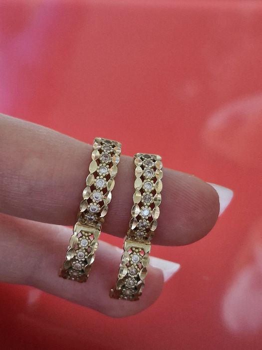 Златни дамски обеци с цирконий 14К