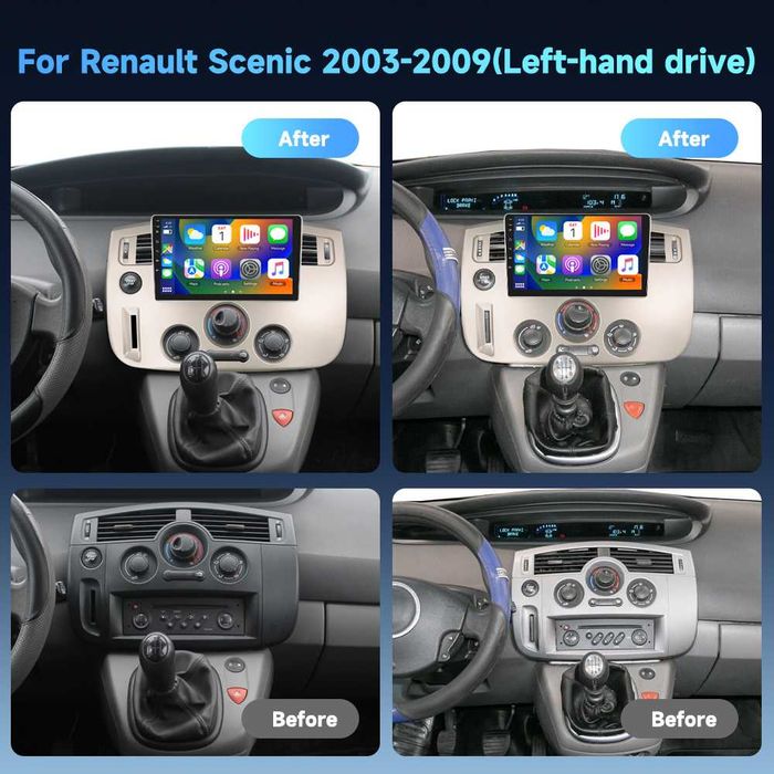 Мултимедия за Renault Scenic, 2003-2009, Android, Навигация, Waze, Carplay, Андроид, двоен дин, Renault Scenic