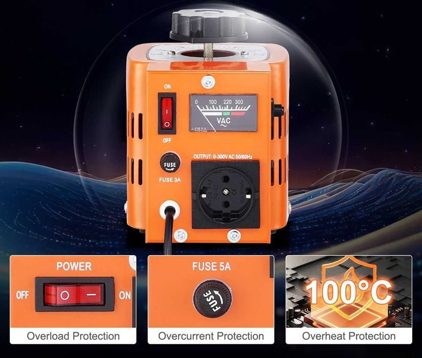 Autotransformator variabil VARIAC variator de tensiune 500W Priza