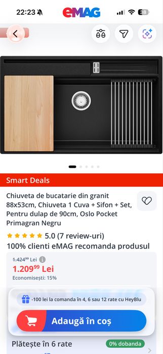 Chiuveta premium din granit 88x53cm - Noua!