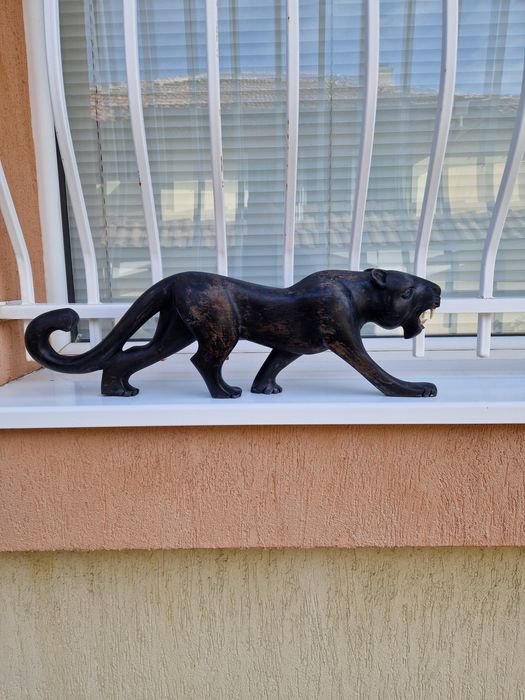 Прекрасна огромна антикварна дървена фигура статуетка