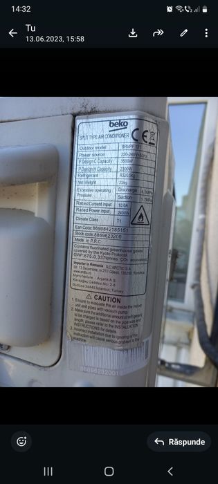 Vand clima Beko defecta pentru piese