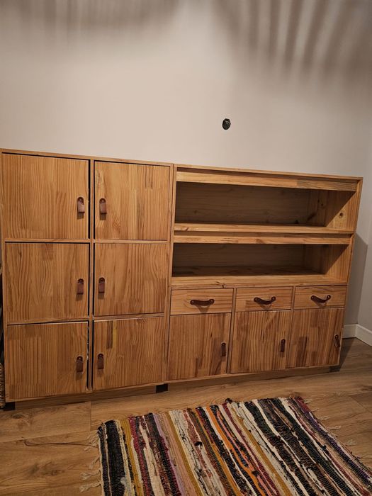 Dulapior si biblioteca de lemn de pin masiv