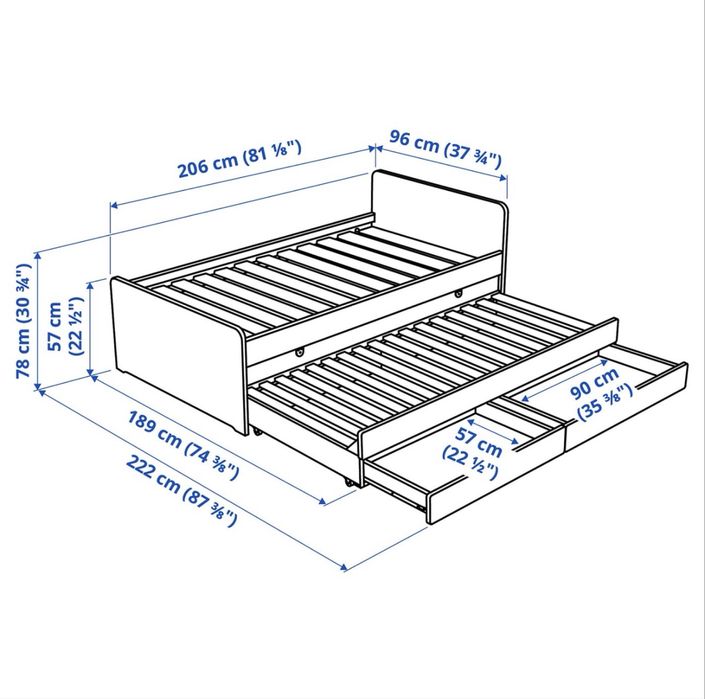 Pat copii alb Ikea cu depozitare