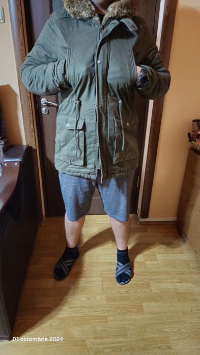 Geaca parka verde kaki