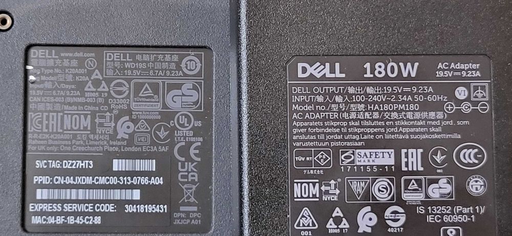 Dell WD19S Docking station , USB-C, 180W, Gigabit Ethernet