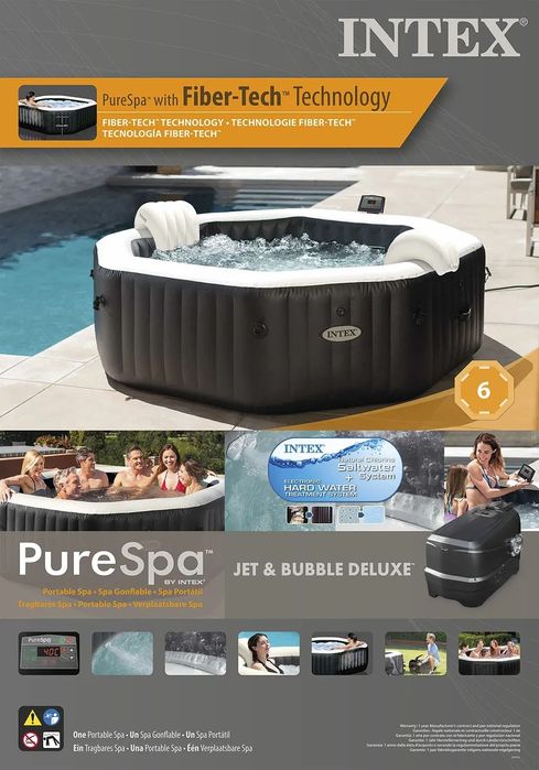 Надуваемо джакузи Intex PureSpa Bubble Deluxe, 6 места, 140 въздушни с