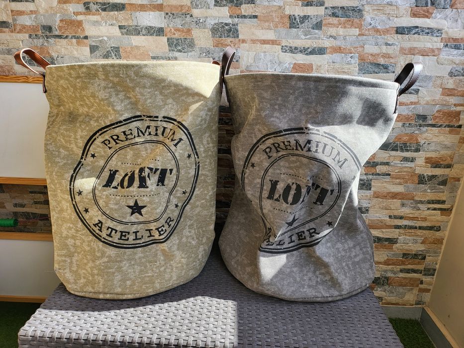 Кош за пране за дрехи за съхранение с надпис 2 цвята и дръжки