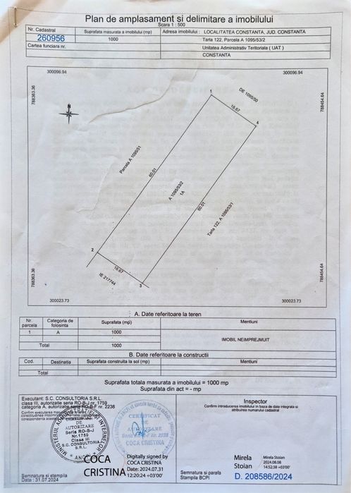 TEREN 1.000 mp cu CU – Aprobat pentru 8 LOCUINȚE | CONSTANȚA