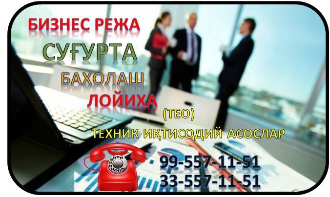 Бизнес режа Суґурта Бахолаш Лойиха ва ТЕО (Техник Иктисодий Асослар)