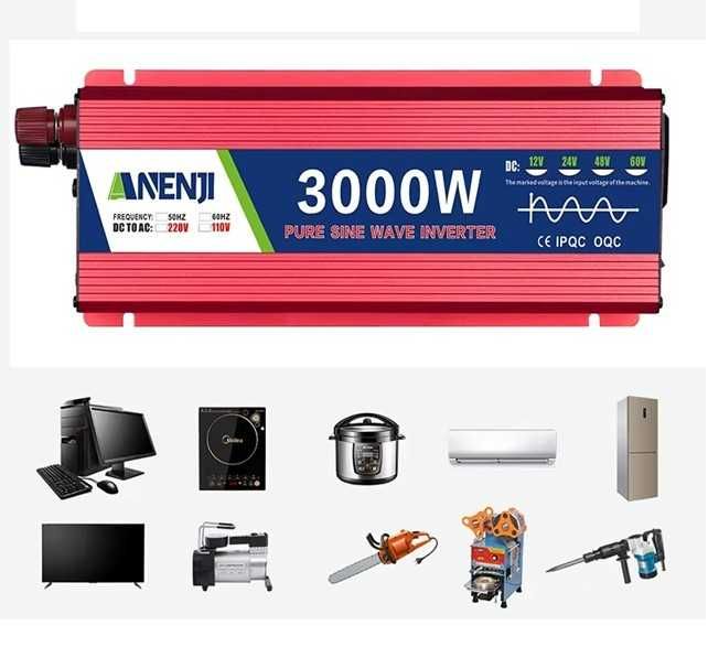 Invertor Anenji cu unda sinusoidala pura de 3000W DC 48V  AC, 220V