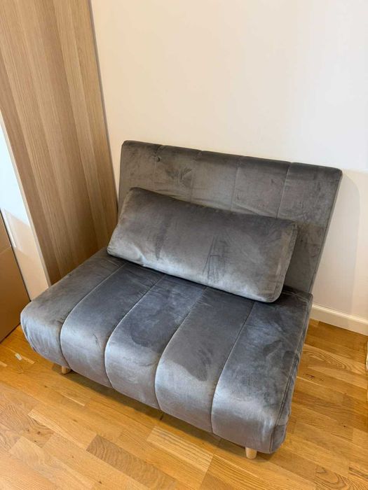 Fotoliu extensibil Billy Velvet gri și ÅGOTNES Saltea din spumă