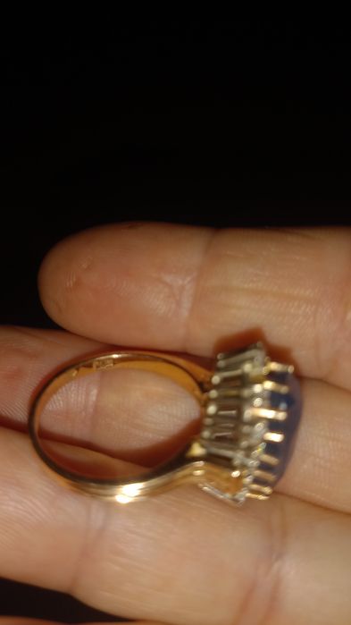 Золотой перстень АКВАМАРИН  размер 18-19