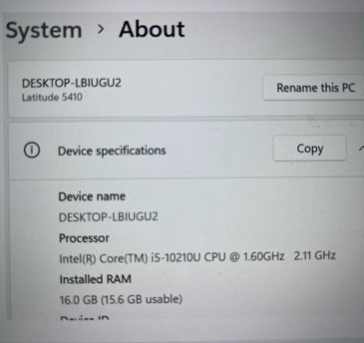 Лаптоп Dell Latitude 5410