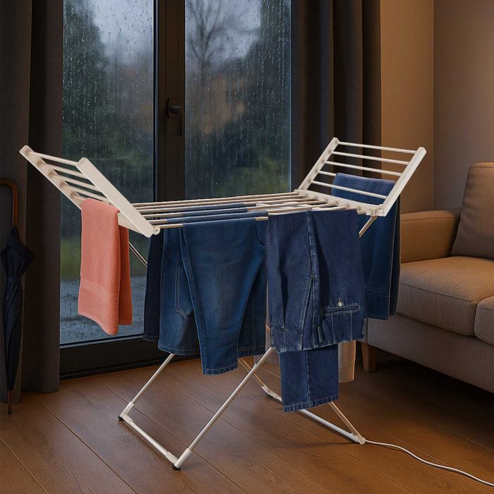 Електрическа сгъваема сушилня за дрехи с отопляеми пръчки SmartDry