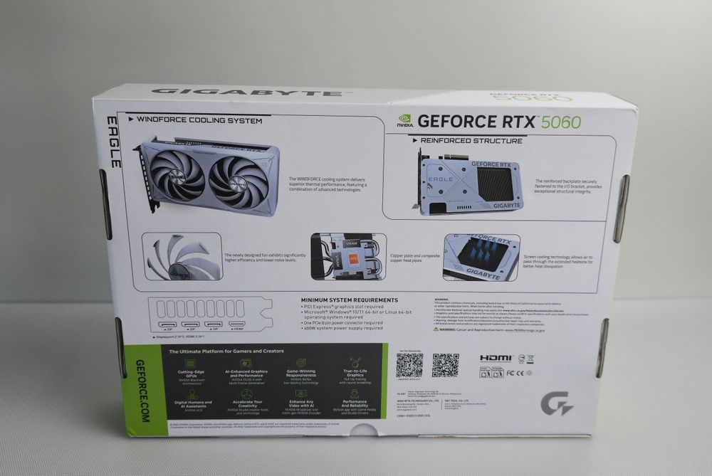 Видео карта Gigabyte Eagle White RTX 5060 8GB GDDR7 Nvidia GeForce