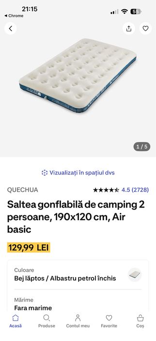 Saltea camping 2 persoane Quechua Air