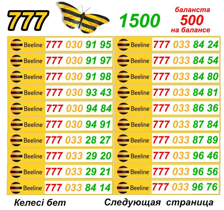 Сим карты . Номера  Билайн. Серия 777