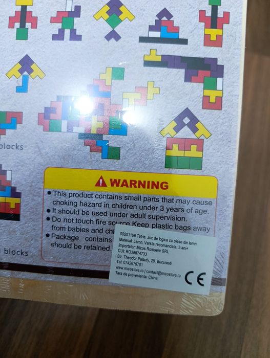 Joc Tetris din lemn tip puzzle bebe (nou, sigilat)