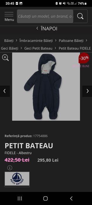 Salopeta costum  Petit Bateau