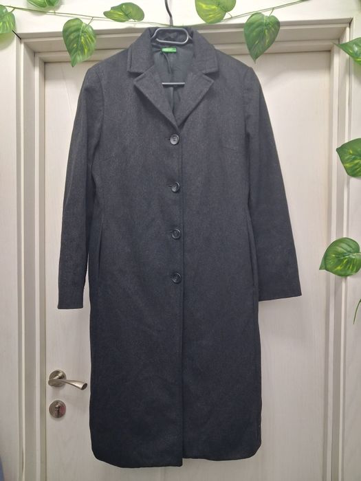 Дамско дълго Черно яке, бежаво Benetton