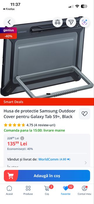 Husa de protectie Samsung Outdoor Cover pentru Galaxy Tab S9+, Black