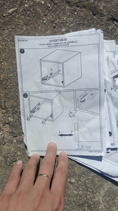 Скрити водачи за чекмедже Samet Smart Slide, частично изтегляне (Single Extension), Push to Open, 30kg.
