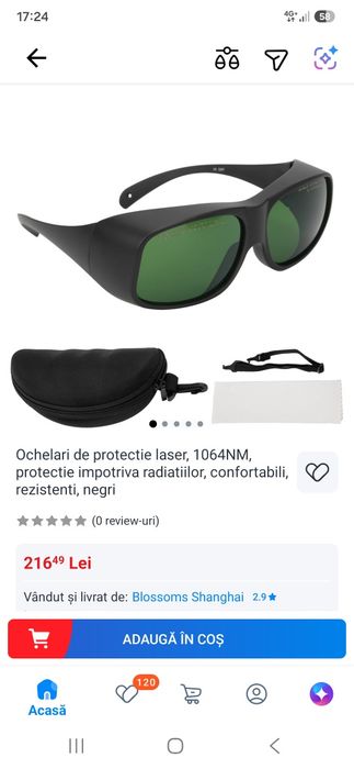 Ochelari protecție laser 1064nm – NOI, cu husă și accesorii