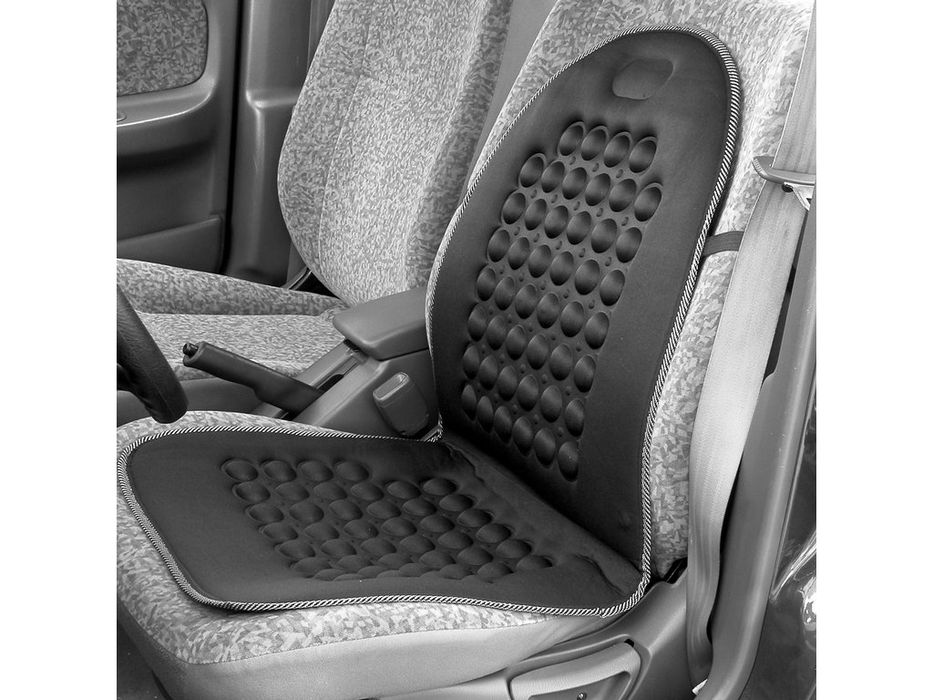 Husa scaun auto Carpoint cu masaj magnetic, neagra, pentru scaune fata, suport pentru spate si efect de ventilare, 1 buc