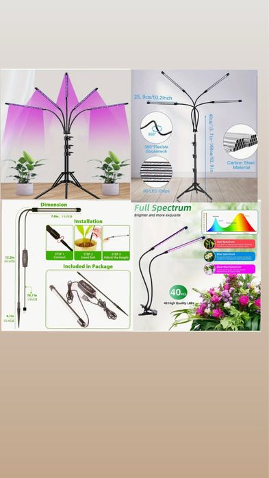 Фитолампа для растений, фитосветильник с таймером