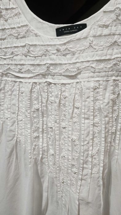 Бяла рокля памук и дантела Twinset размер М