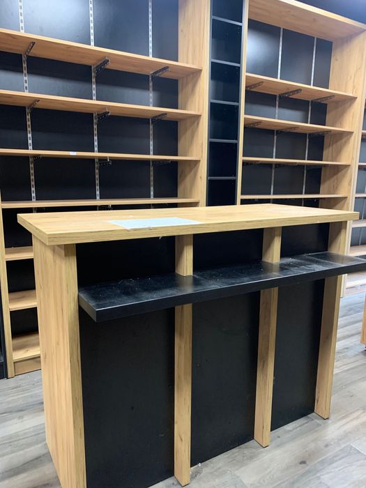 Цялостно оборудване за магазин- стелажи в 3 размера и щанд/каса