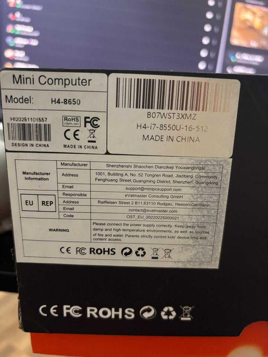 mini computer  h4-i7-8550