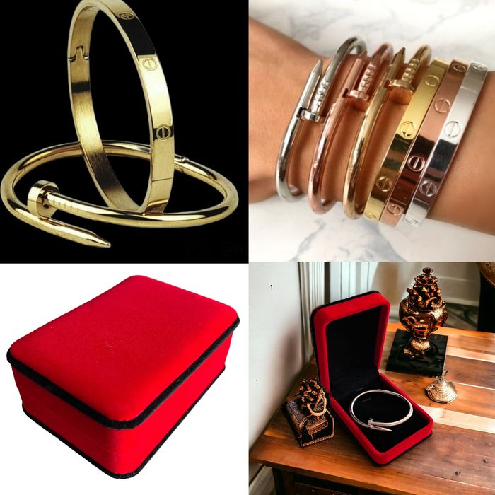 дамска гривна Cartierr LOVE 2 модела огънат пирон и белезник с винтове