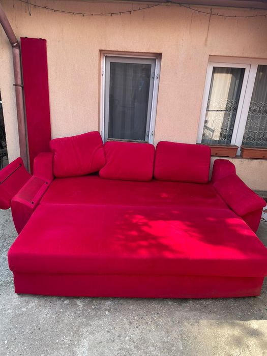 Canapea extensibila material textil cu lada depozitare