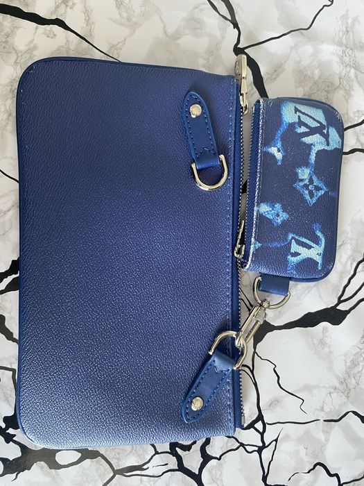 Louis Vuitton Zippy Wallet + breloc Monogram Watercolor Blue set