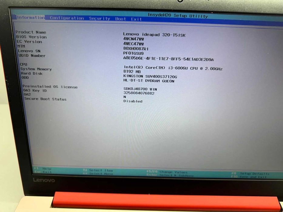 Laptop SH Lenovo Ideapad 320 i3-6006U Ram 8Gb Ssd 256Gb