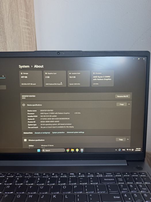 Lenovo IdeaPad3 | Ryzen 5 5500U | 16GB RAM | SSD 512GB | Baterie 95%