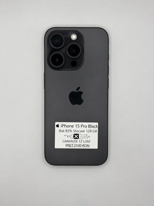 iPhone 15 Pro Black 128GB Impecabil/Garantie 24 luni/Factura/Rate/ Avans 0