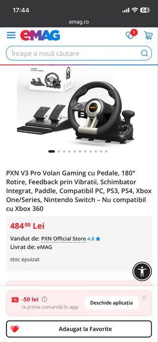 Volan gaming PXN V3 PRO cu pedale schimbator padele, sistem de prindere, compatibil PC, PS , XBOX