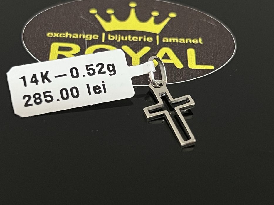 Bijuteria Royal CB : Pandant cruce aur alb 14k  0,52 grame