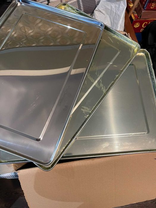 Set 3 Tăvi servire inox 48x33cm – NOI, sigilate cu folie, pt mașina de spălat vase