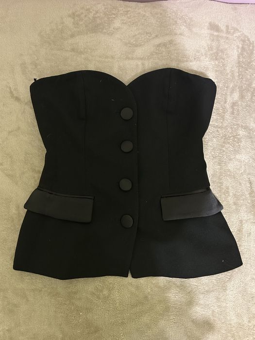 Черен топ тип корсет