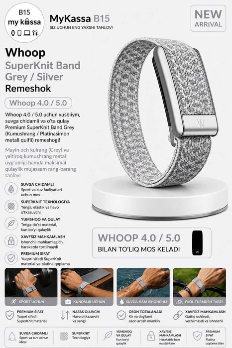 Whoop SuperKnit Band Grey / Silver Remeshok / dastavka / New