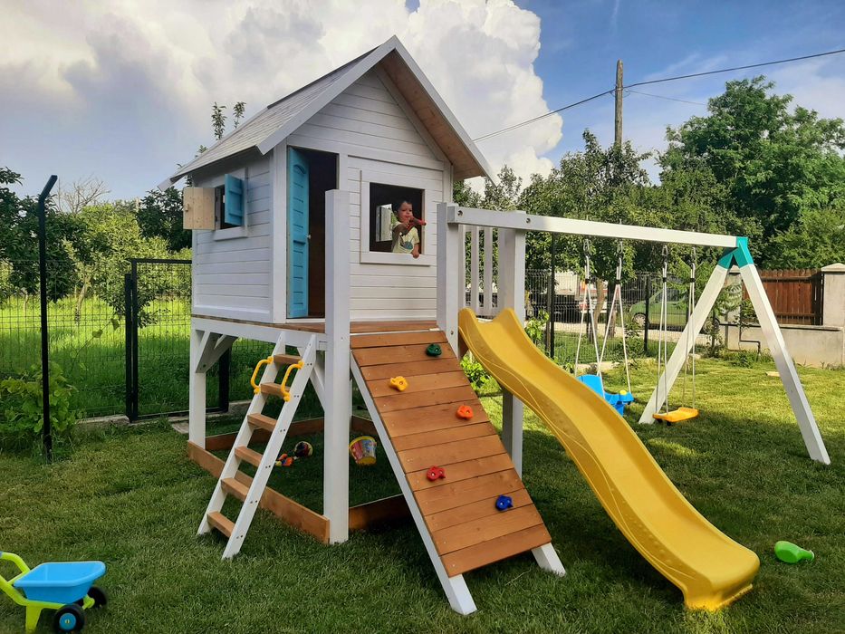 Loc de joaca copii. Leagan, Escalada, Tobogan, Lada de nisip