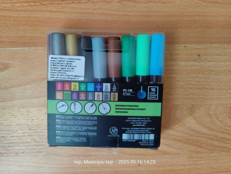 Set Markere UNI PC-1M POSCA 0.7 mm, set 16 culori,(Super Ofertă).